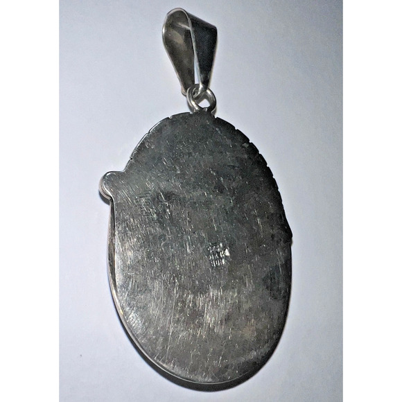 Vintage Sterling Silver Large Kingman Turquoise Pendant Southwest Navajo Style - Picture 5 of 5